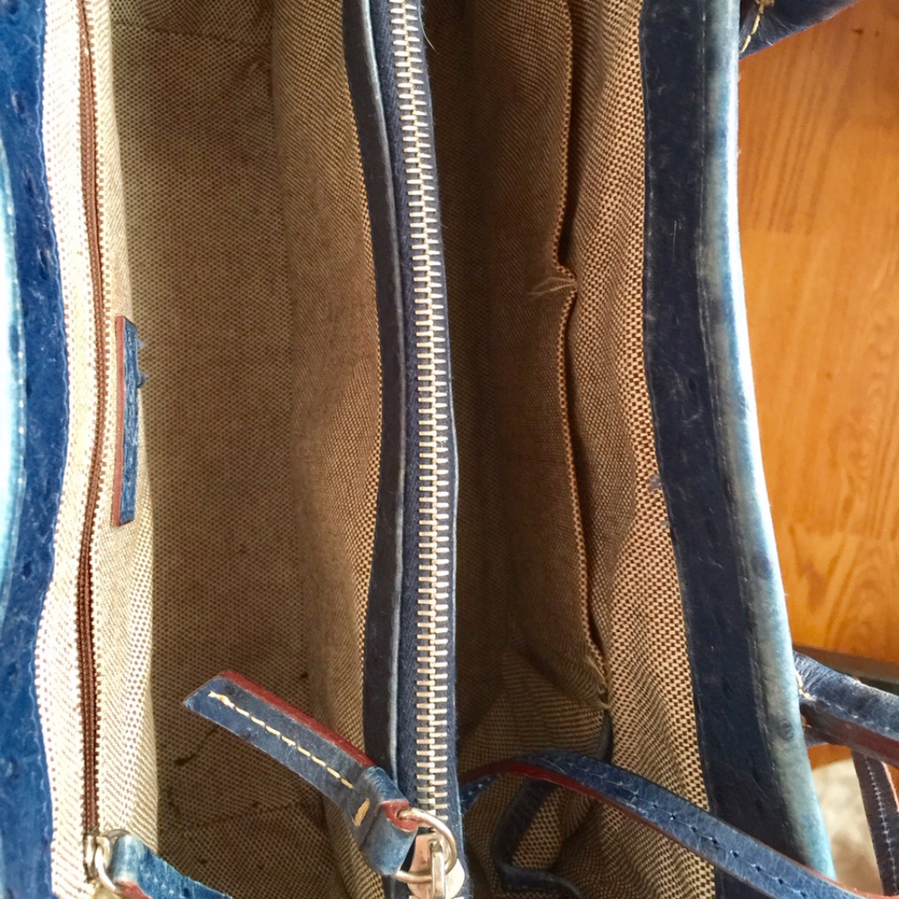 Dooney & Bourke Navy Ostrich Satchel - Picture 8 of 9
